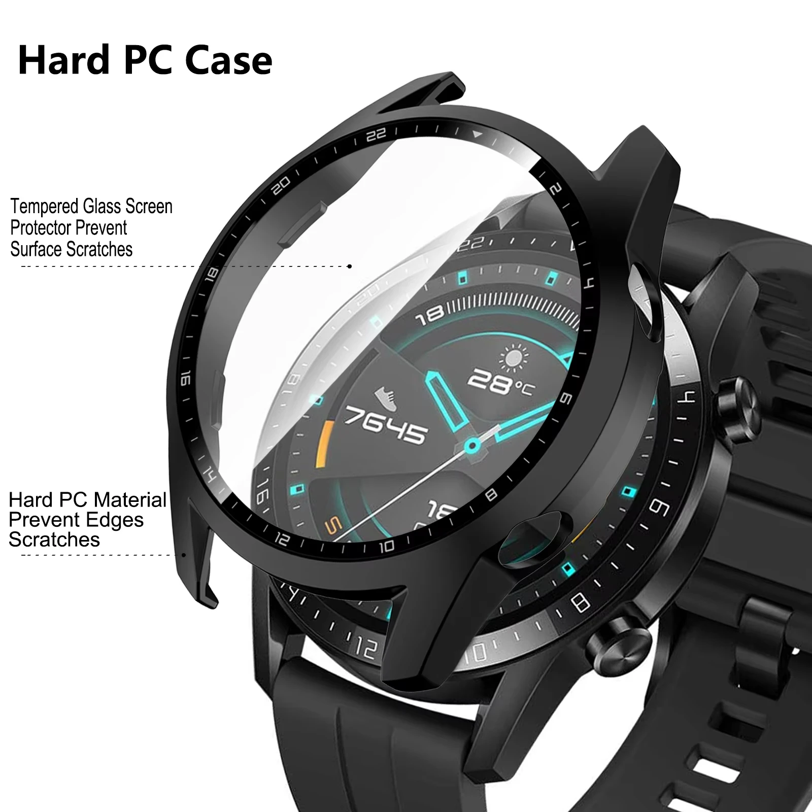 Tempered Glass Case For Huawei Watch GT2 46mm Cover Screen Protector Shell