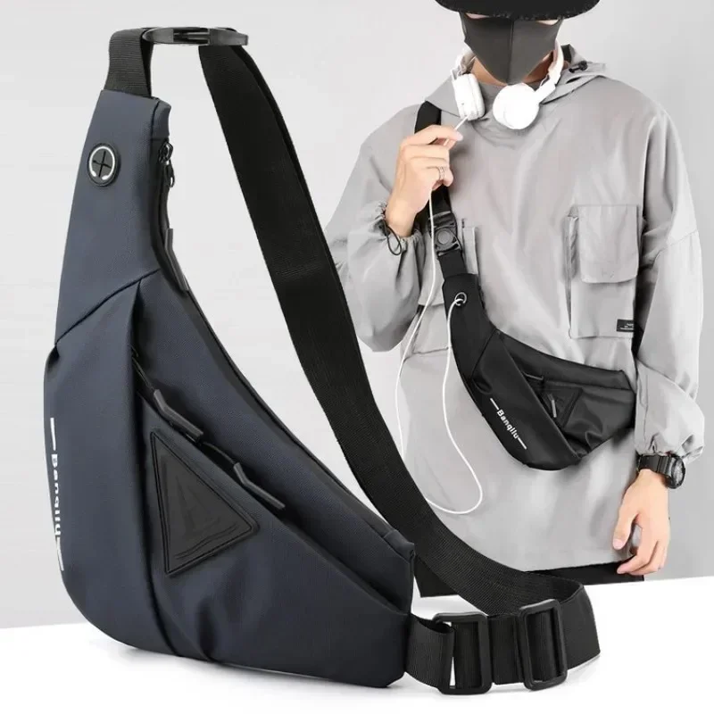 

Сумка на плечо мужская водонепроницаемая, саквояж кросс-боди из ткани Оксфорд с USB-разъемом, Многофункциональный мессенджер для путешествий, сумочка на грудь