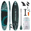 Family beginner SUP for fishing and water activities: 11'6 x 34 extra wide inflatable paddle board durable PVC material blue-gr