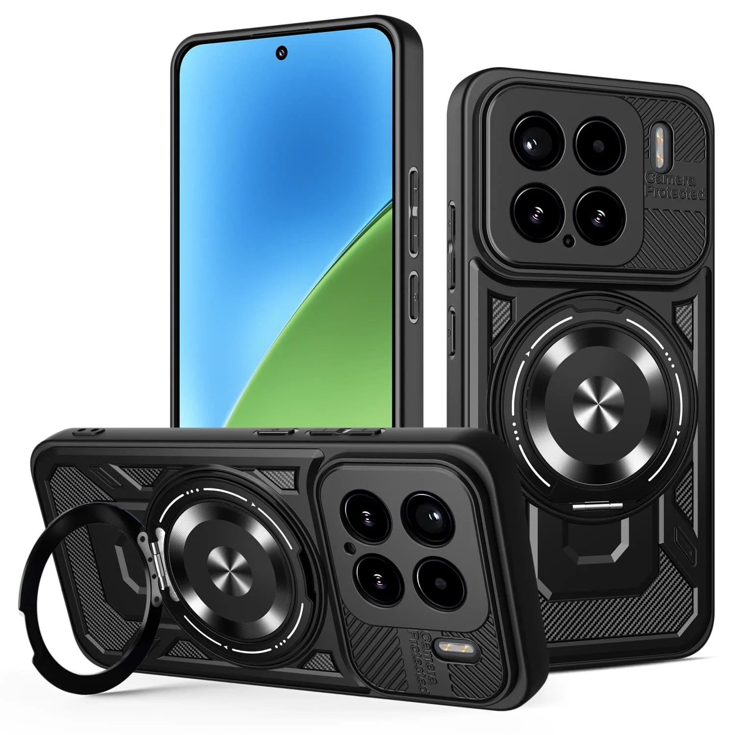 Shock Proof Armor Case with Magnetic Heavy Duty Rugged Ring Kickstand Protection