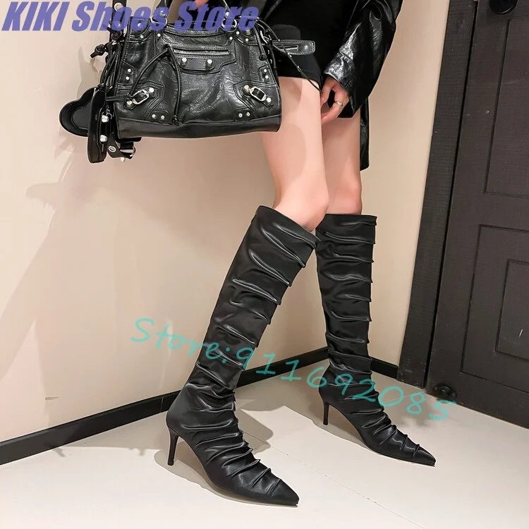 

Pointed toe thin sexy high-heeled over-the-knee boots women's autumn new fashion catwalk stiletto elastic high boots short boots