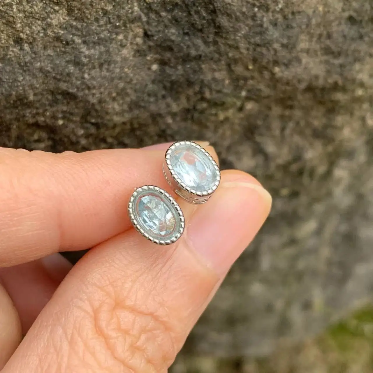 5*3MM Natural Blue Topaz Stud Earrings For Women Real 925 Sterling Silver Vintage Femme Gift Prevent Allergy Fine Jewelry Stone