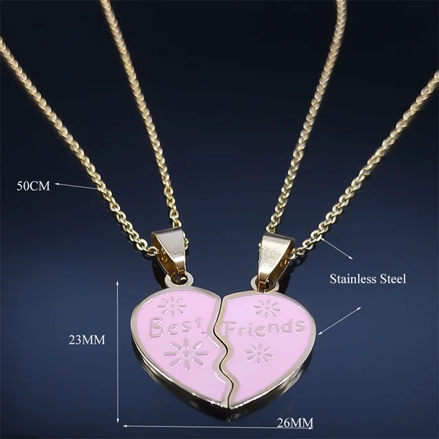 Collana Per Coppia Cuore Amore Puzzle Acciaio Inox 2 Partner Ciondolo - Foto 3