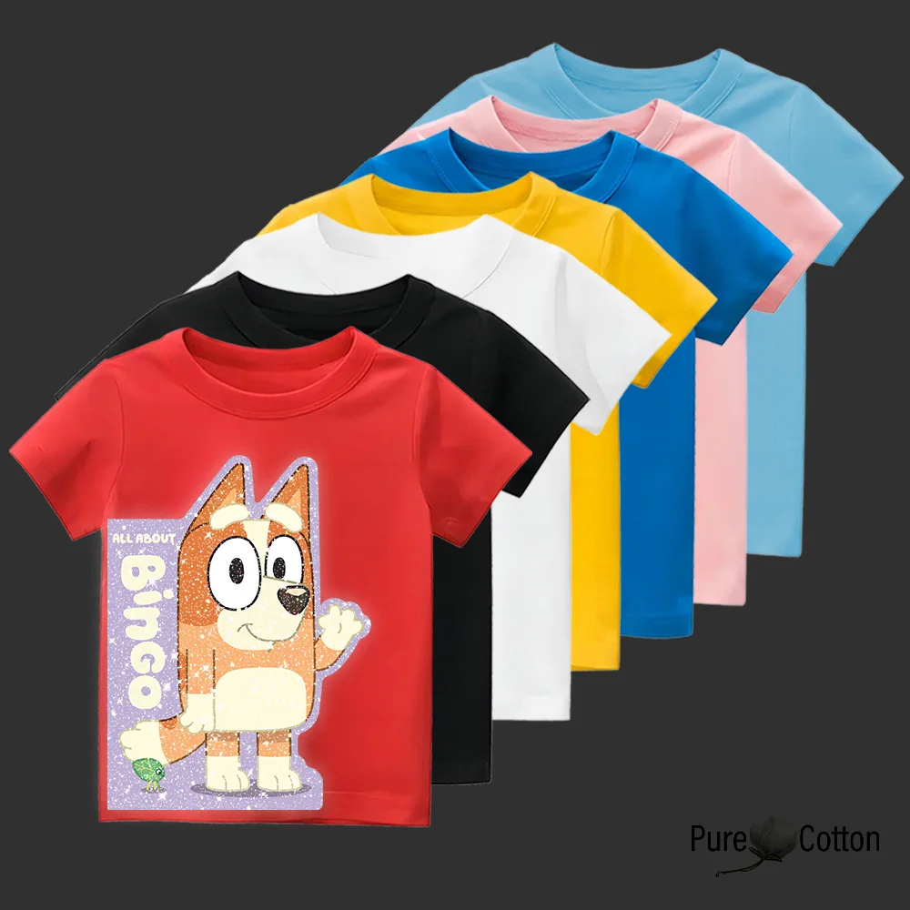 Lovely and elegant Bingo Sister printed color cartoon children's top T-shirt comfortable feel delicate happy play no burden Full 2
