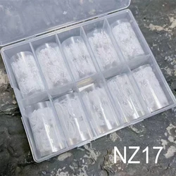 Elegant Lace Flower Nail Transfer Stickers - Black & White Full Wraps Set (10 Rolls) for DIY French Manicure Decorations (5)