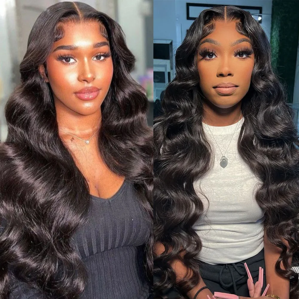 Wave 13*3 Synthetic Lace Front Wigs for Black Women Glueless Long Wavy Wigs Heat Resistant Long Black Wig