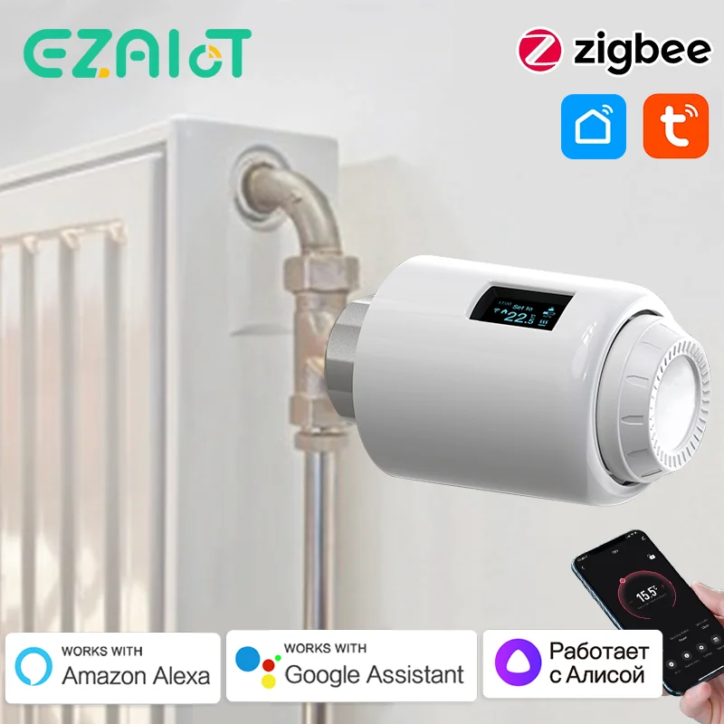 Tuya สมาร์ท ZigBee แอคชูเอเตอร์หม้อน้ำ TRV WiFi วาล์วหม้อน้ำควบคุมอุณหภูมิระยะไกล Alexa Google 1