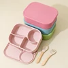 1PCS Baby Silicone Food Storage Box Solid Color Baby Tableware Portable Four-compartment Dinner Plate Toddler Lunch Box 2