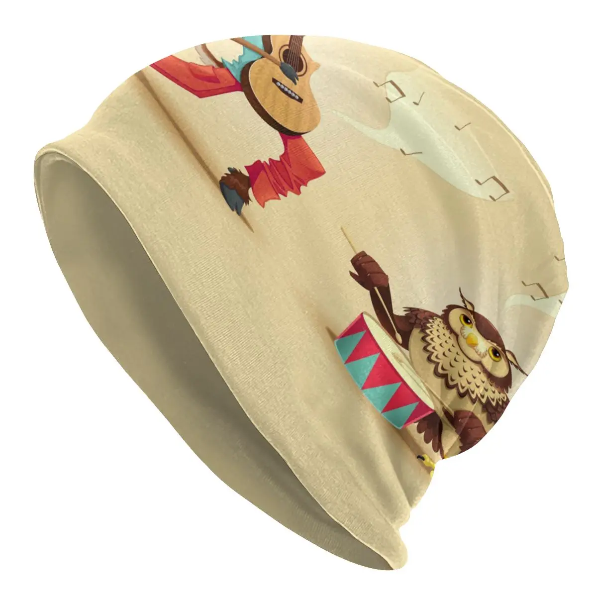 

Knitted Hat Deer And Owl Playing Music Instruments Cap Bonnet Hat Adult Hat Accessories
