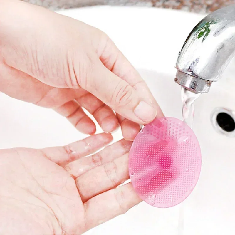 Face Wash Brush Baby Hair Wash Brush Food Grade Silicone Soft Hair Round Brush Cleansing