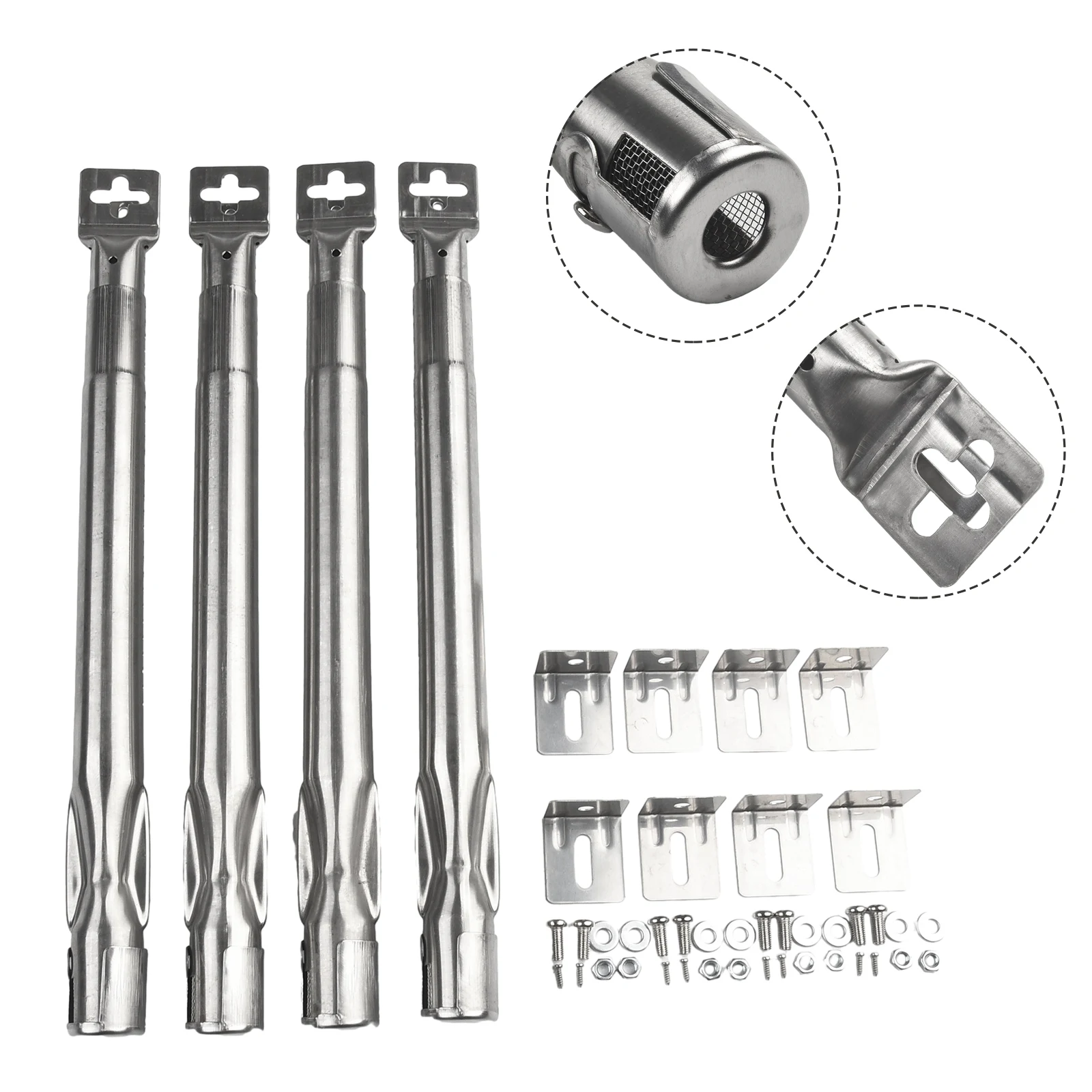 

Parts Burner 35-42cm 4Pcs/Set Accessories BBQ For Gas Grill Hole 11mm Replacement Stainless Steel High Quality