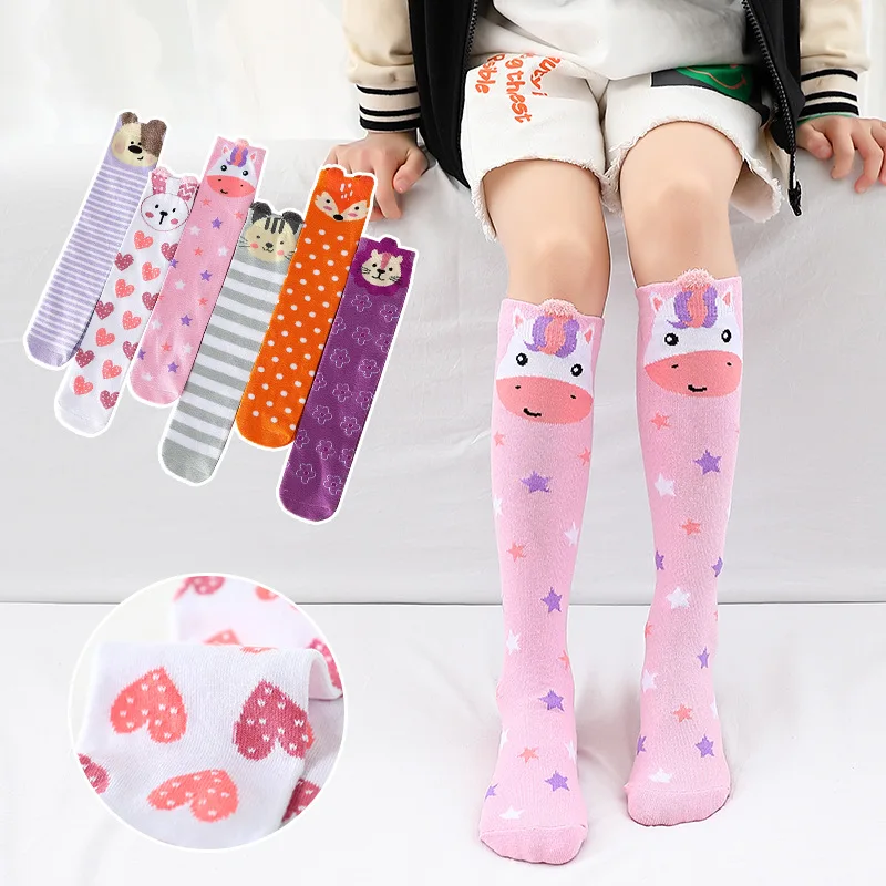 Girl Socks 3-12 Years Old Cotton Knee High Socks Lovely Long Children's Knee Socks Kids Dance Socks Girl Todder Baby 1