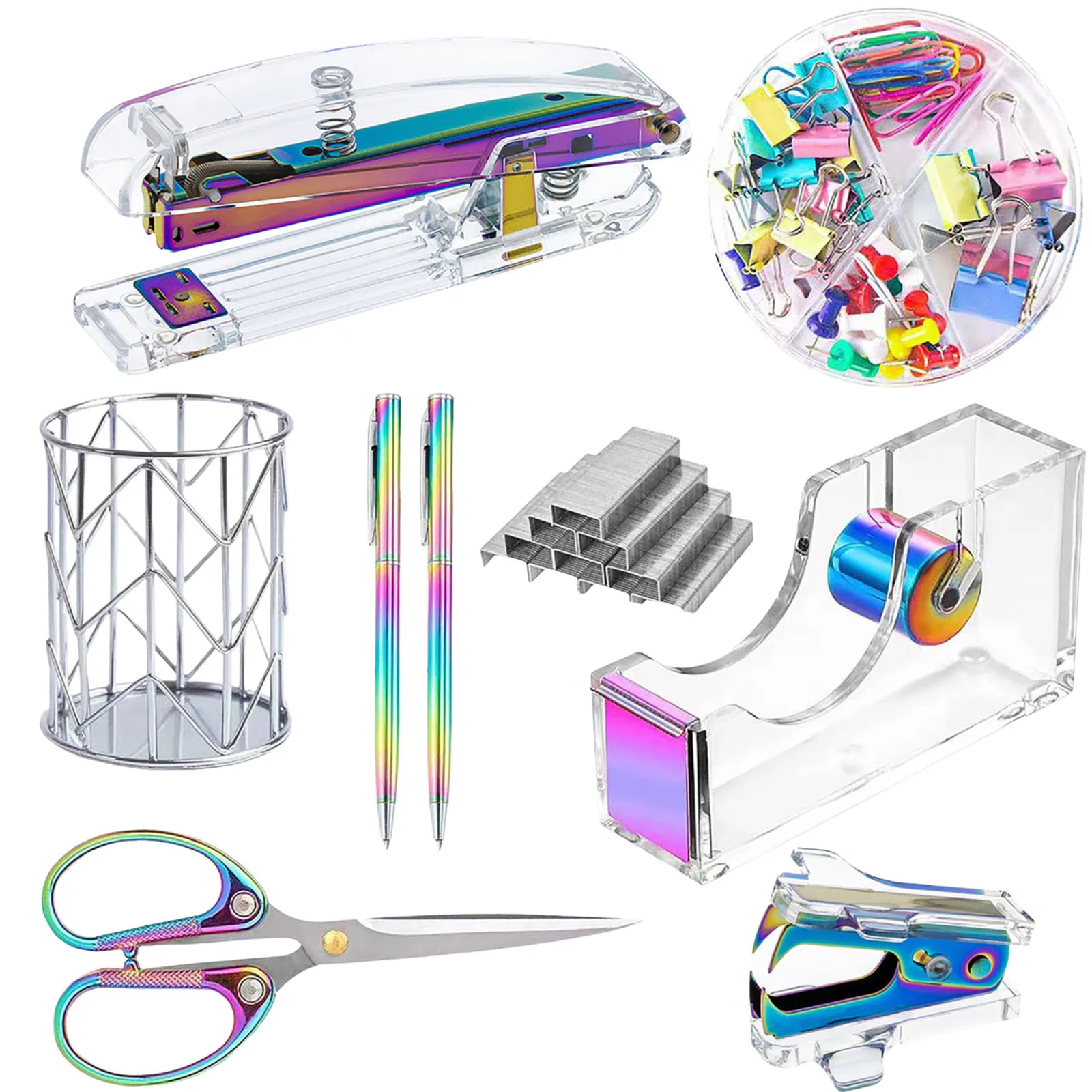 사무실 책상용품, 사무용품, 스테이플러, 테이프 디스펜서, 가위, 클립 및 스테이플, 여성용 책상용 사무용품