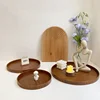 Nordic Decorative Tray Wooden Tray Retro Round Serving Plate Fruit Dessert Storage Trays Coffee Cup Mat Pad Home Decor  나무 트레이 3