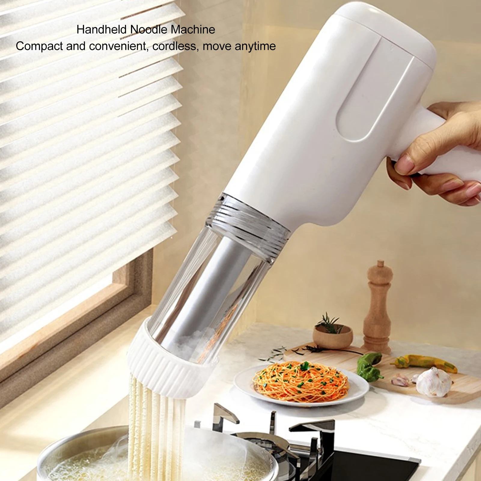 Electric Noodle Maker High Efficiency Handheld Press Pasta Machine with 6 Molds for Home
