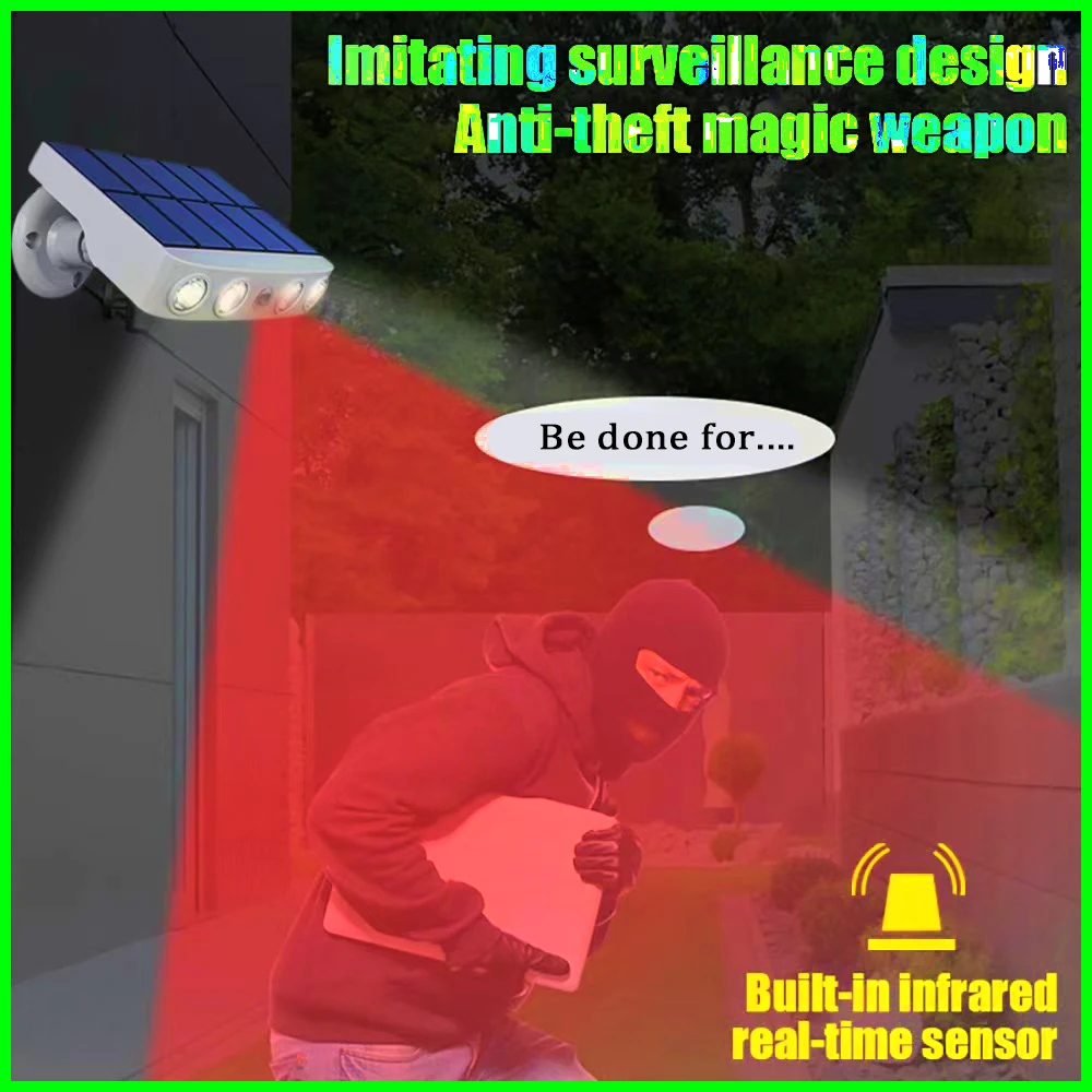 4 Big LED Beads Solar Outdoor Lights, Motion Sensor Flood & Security Lights with