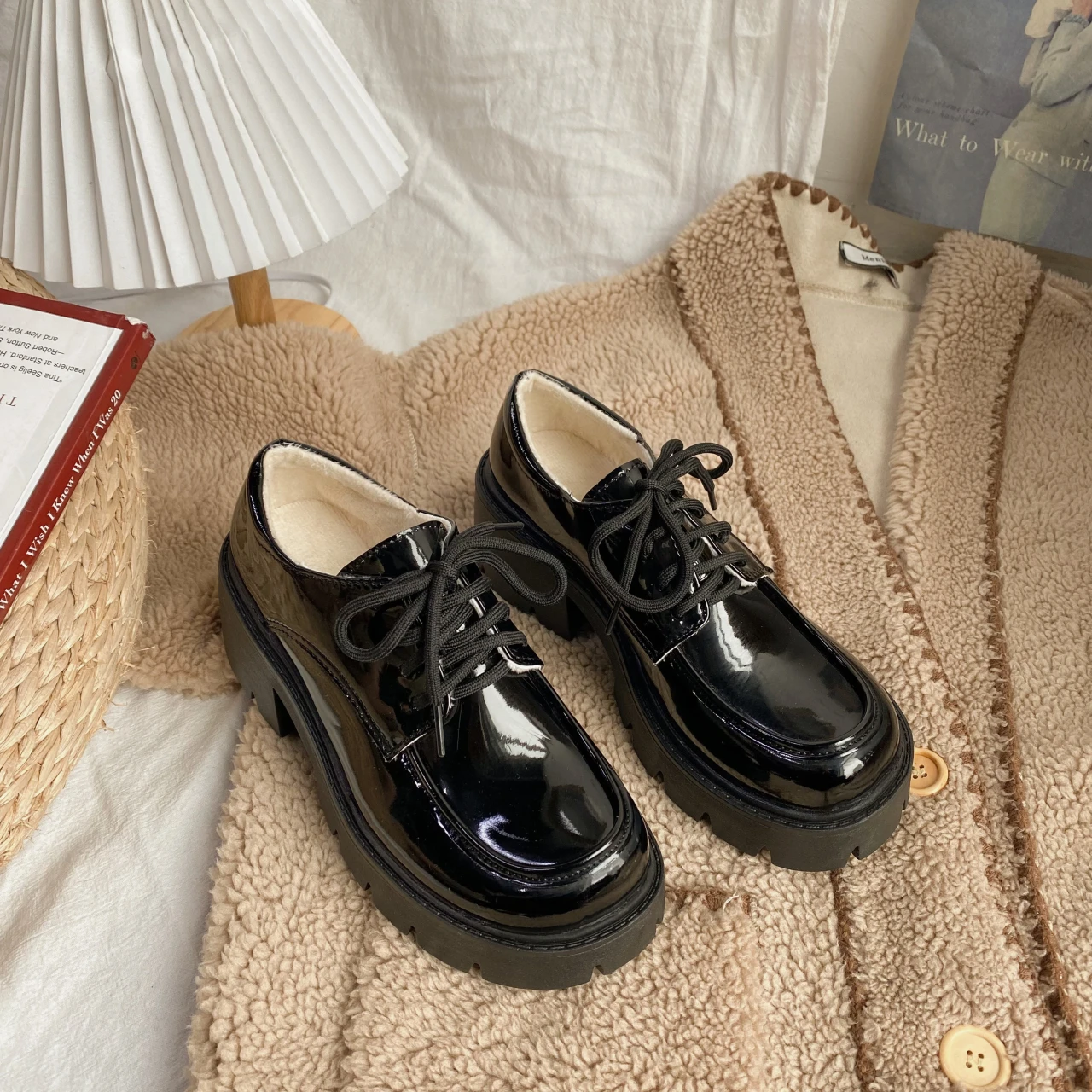 Mary Jane Shoes Uniform Leather Shoes Female British Japanese Retro Platform Low Heel