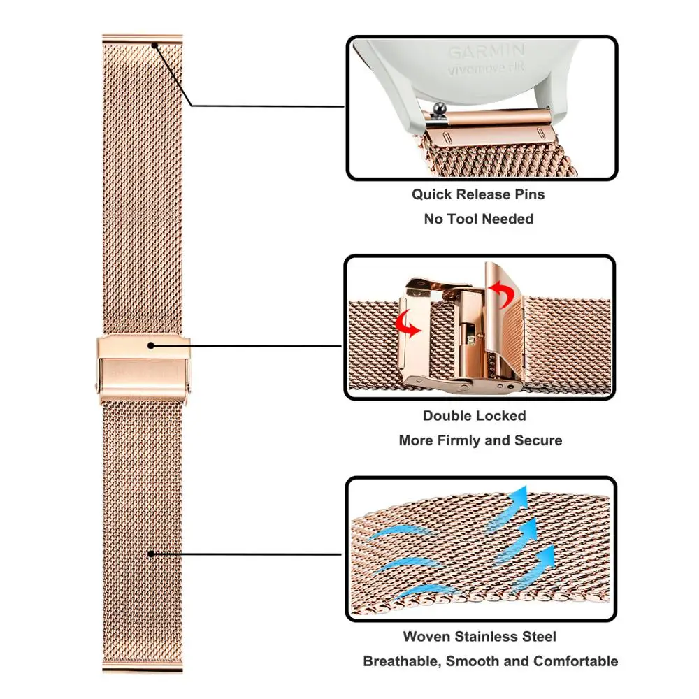 20mm Milanese Watch Strap For DIZO Watch 2 Realme TechLife Smart Watch Business Replacement Watchband For Realme Watch Bracelet