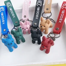 

Fashion Punk French Bulldog Keychain PU Leather Dog Keychains for Women Bag Pendant Jewelry Trinket Men's Car Key Ring Key Chain