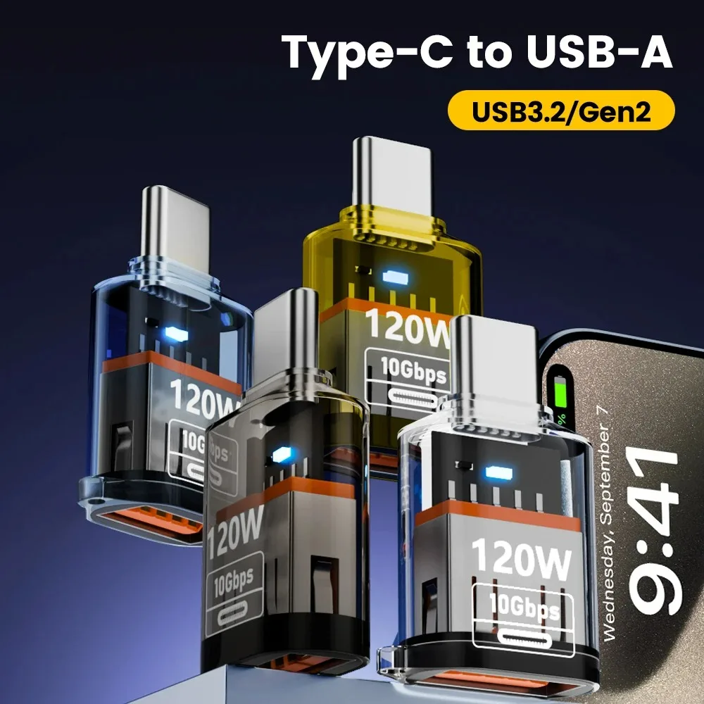 USB 3.2 to Type C Adapter OTG Fast Charging 120W 10GB High Speed Data Audio Transfer For PC Tablet Xiaomi Huawei USB C Converter