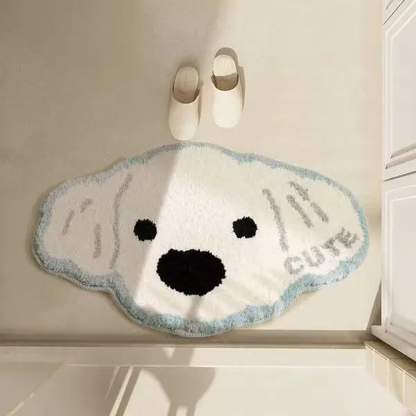 

Creative Bathroom Mat Cute Dogs Home Plush Soft Rug Bedside Living Room Absorbent Non-Slip Mat Anti-slip Faul Wool Furry Carpet