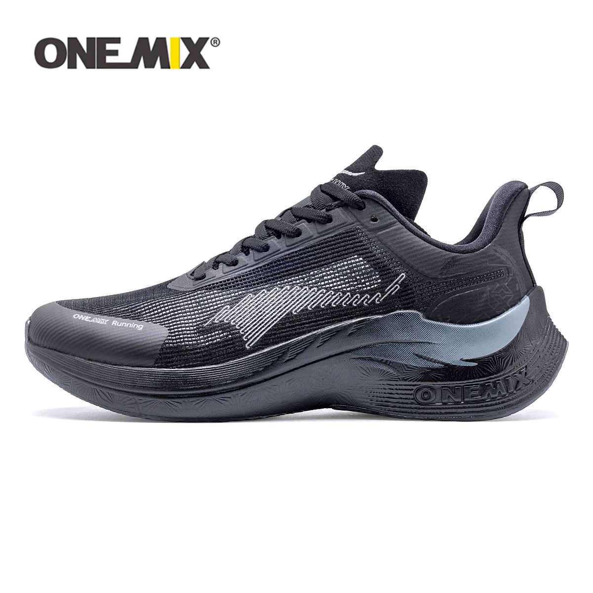

ONEMIX Cushioning Black Running Shoe for Men Colorful Vamp Breathable Wear-resistant Outdoor Walking Sneakers Women
