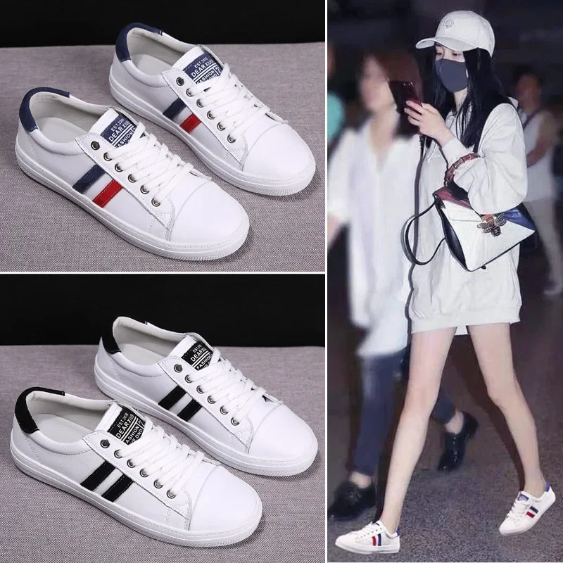 Leather shoes white 2022 spring, autumn, and winter casual shoes flat soled  soft soled breathable sports shoes