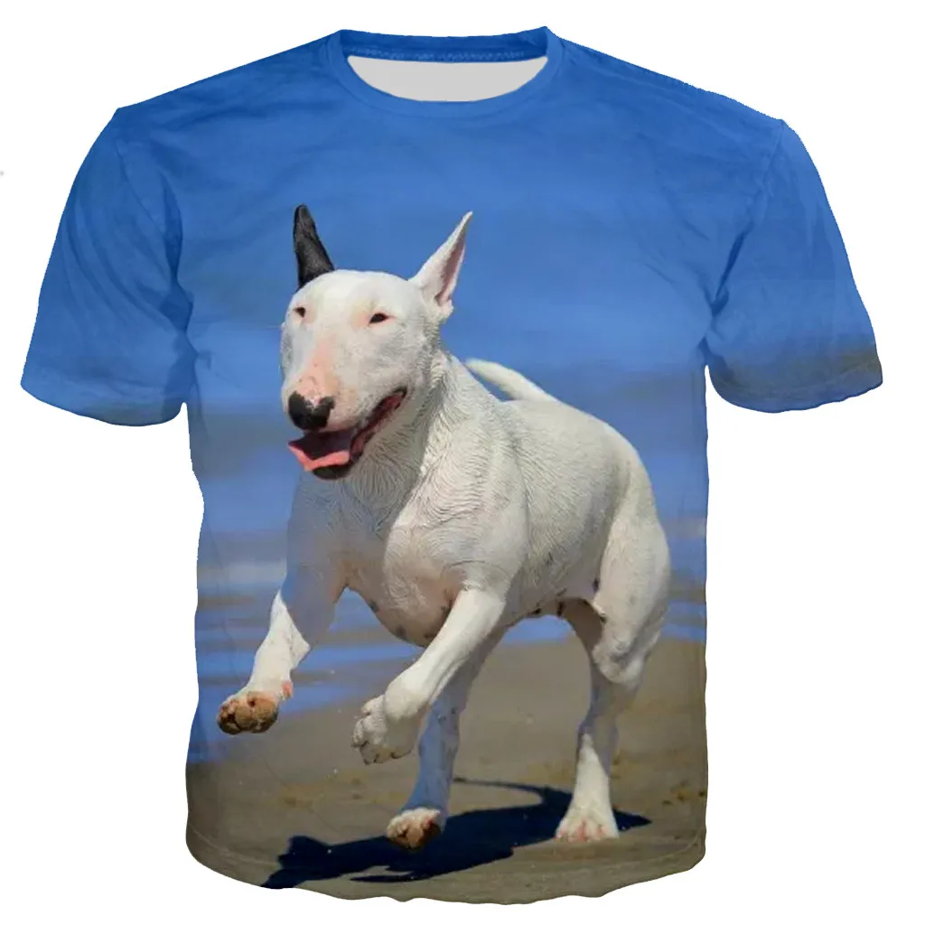 Funny Bull Terrier 3d Print Cute Dog Pattern Men Ladies Kids Haruku T Shirt Street Breathable Lightweight Summer Sports989_voghion.com