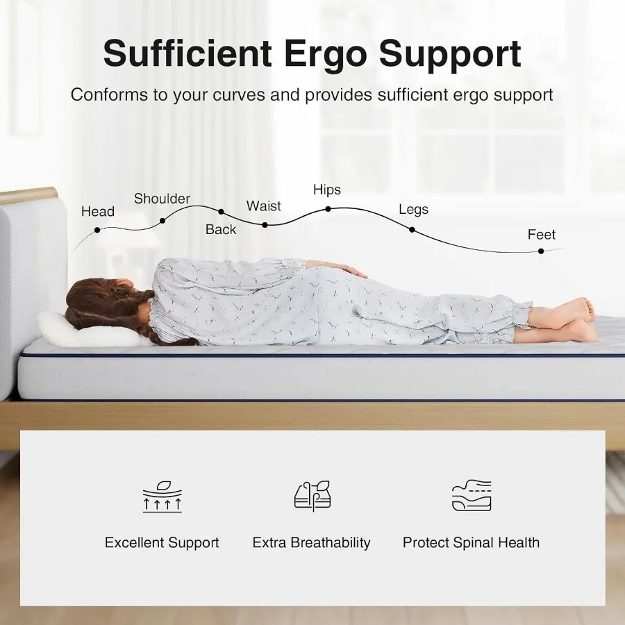 8 inch XL Twin Mattresses for Foam and Spring Hybrid Mattress Twin XL with Adaptive Foam for Pressure Relieving Breathable Comf