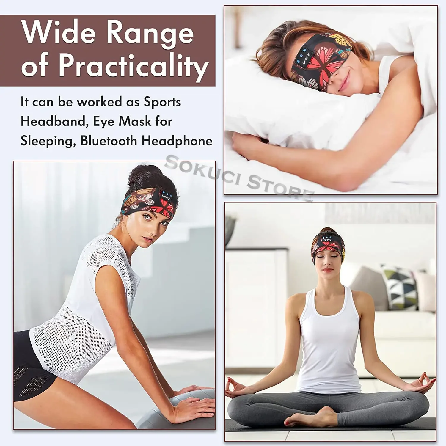 Bluetooth 5.0 Casque Bandeau Sport Bandeaux Sleeping Workout