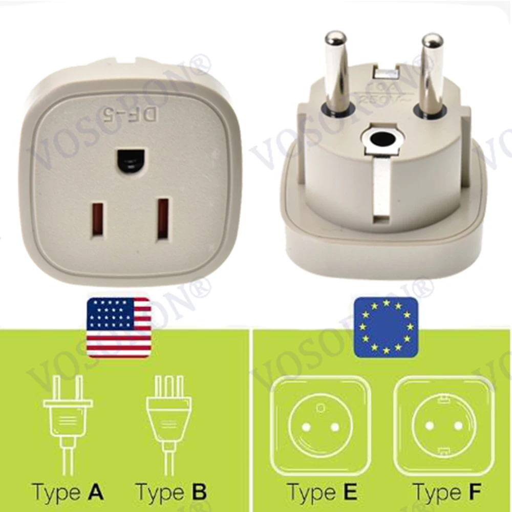 American USA To European Plug Adapter&ndash;Type E/F Schuko Plug Adapter-Use in Germany, France, & More&ndash; For Mobile, Laptop