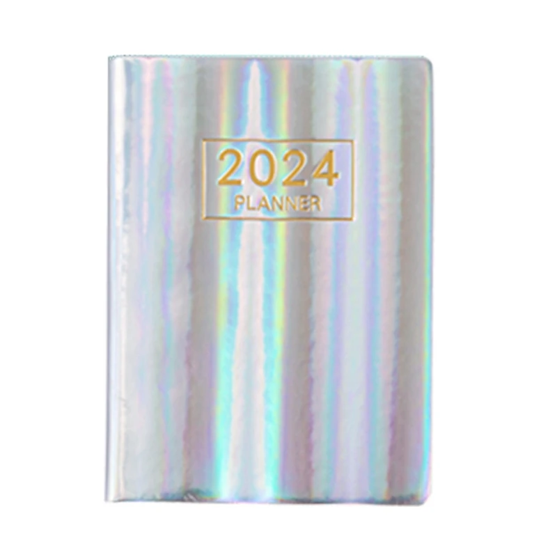 2024 약속 책 및 플래너 실버 노트북, 일일 시간당 플래너 2024, 프리미엄 용지 (실버), 1 월 2024 일-12 월 2024 일