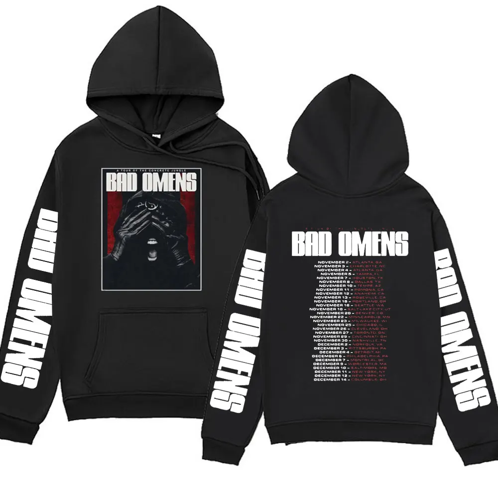 

Rapper America Rock Band Bad Omens Printed Hoodies A Tour of The Concrete Jungle Tour Music Hip Hop Sweatshirts Men Streetwear