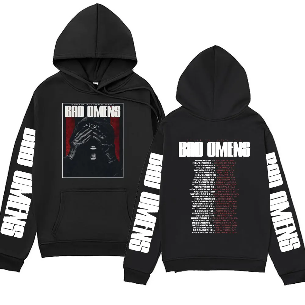 Rapper America Rock Band Bad Omens Printed Hoodies A Tour of The Concrete Jungle Tour Music Hip Hop Sweatshirts Men Streetwear