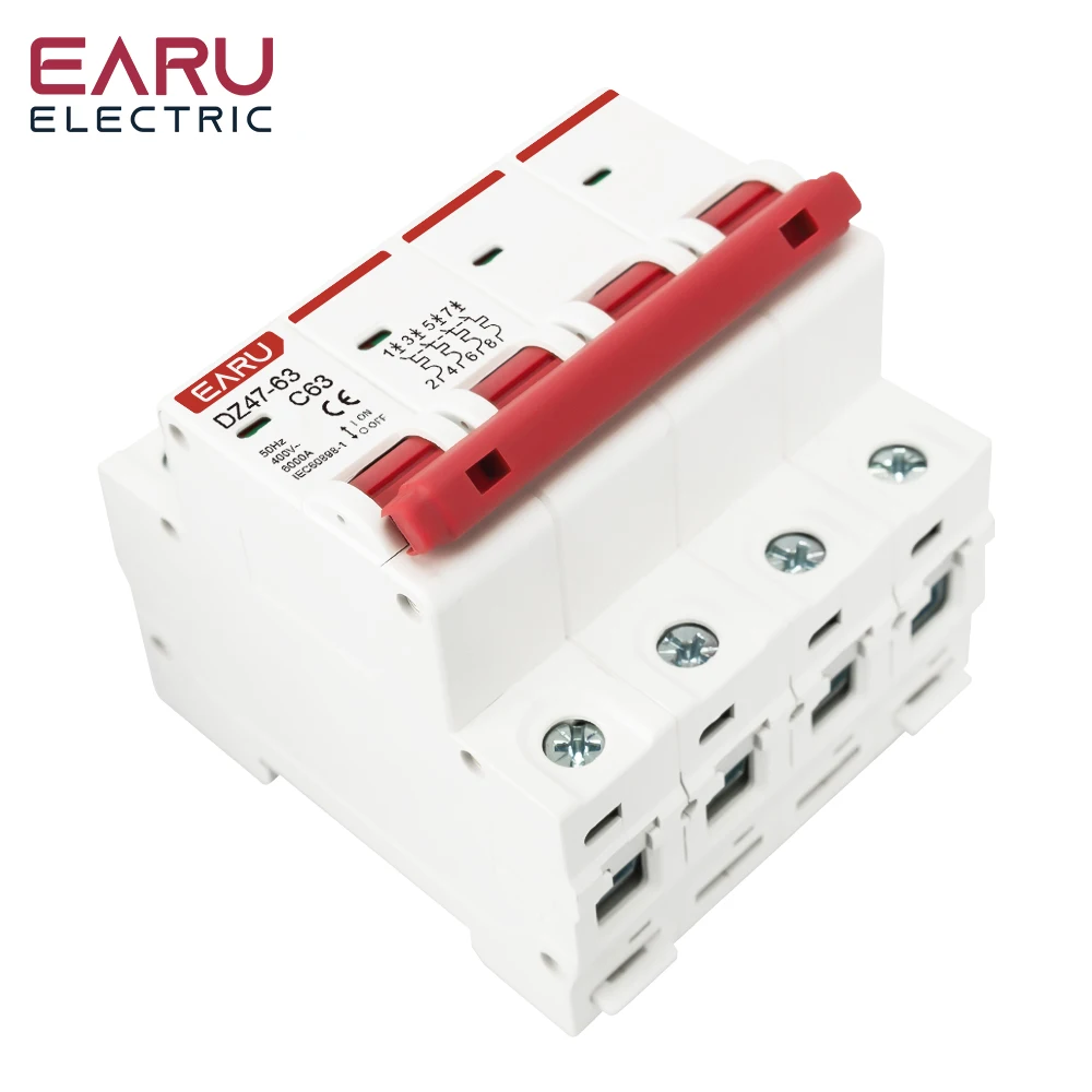 DZ47 1-4 Pole 3A 6A 10A 16A 20A 32A 40A 50A 63A 400V C Type Mini Circuit Breaker