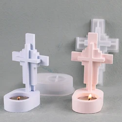 Concrete Cross Candlestick Silicone Mold DIY Handmade Epoxy Resin Plaster Craft Candle Holder Casting Molds Xmas Gift Home Decor