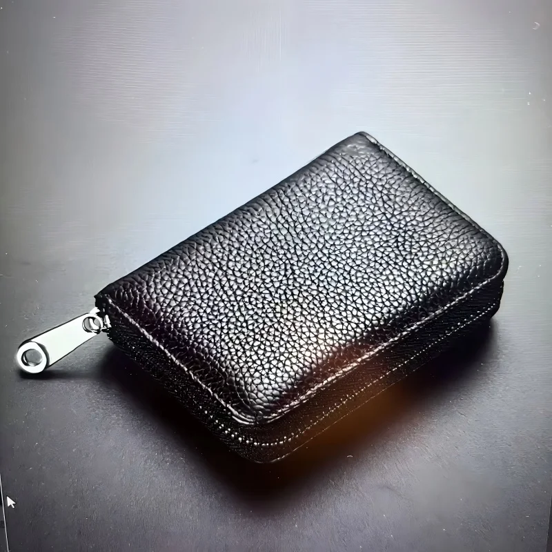 남성용 초슬림 RFID 도난방지 지퍼 지갑 다기능 명함 케이스 안전한 여행 서류 관리함