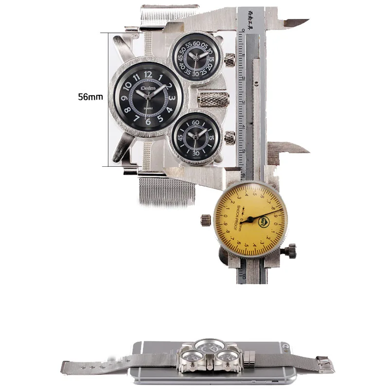 Oulm 1167 Three Time Zone Quartz Watches Men Mesh Steel Leather Band Sport Wristwatch Man Luxury Brand Male Clock relogio 2023