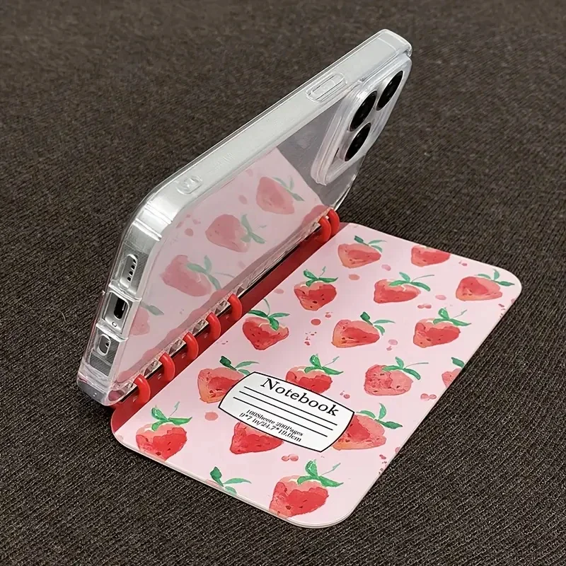 Charming Strawberry Flip Phone Case - Shockproof Coil Notebook Design Cover