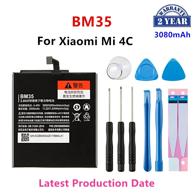 

100% Orginal BM35 3080mAh Battery For Xiaomi Mi 4C M4C Mi4C BM35 High Quality Phone Replacement Batteries +Tools