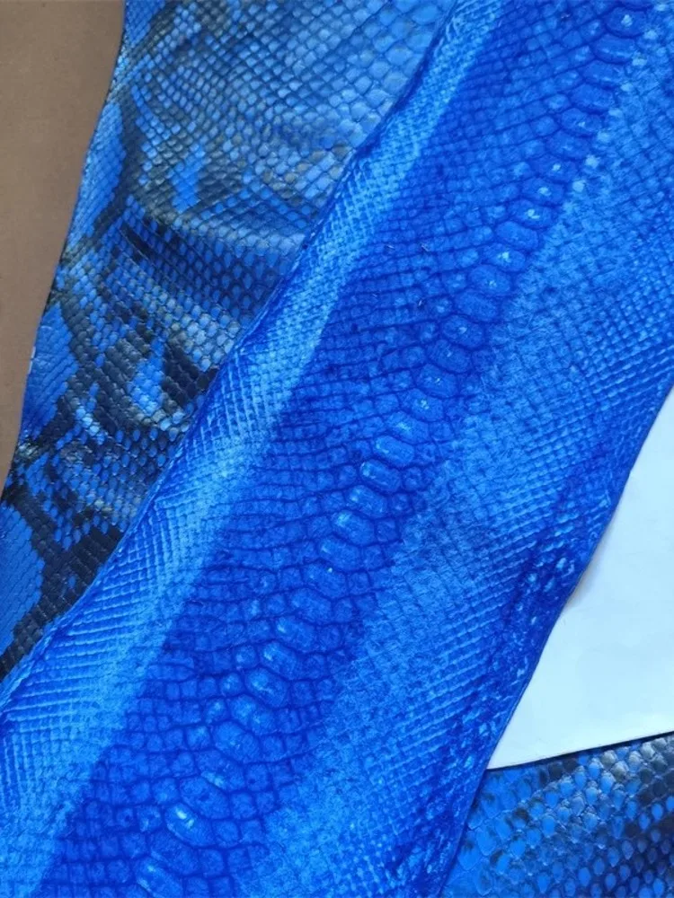 Blue Python Skin Material Genuine Leather Leathercraft Wallet Phone Case DIY Accessories Soft Leather Piece Fabric