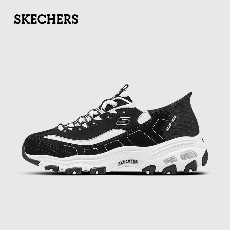 

Skechers Shoes for Women "D'LITES 1.0" Classic Dad Shoes, Black and White Colorway, Soft and Comfortable Female Chunky Sneakers