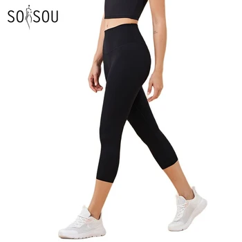 SOISOU Nylon Yoga Capri Pantaloni Leggings Pantaloni da donna Palestra Sexy Vita alta Stretto Traspirante Elastico Pantaloni sportivi per ragazza 13 colori