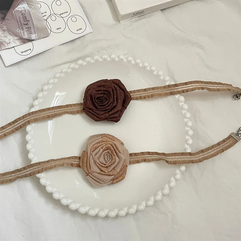 French Exaggerated Style Rose Flower Women Necklace Luxury Fashion Wedding Club Party Clavicle Chain Necklace For Women Jewelry