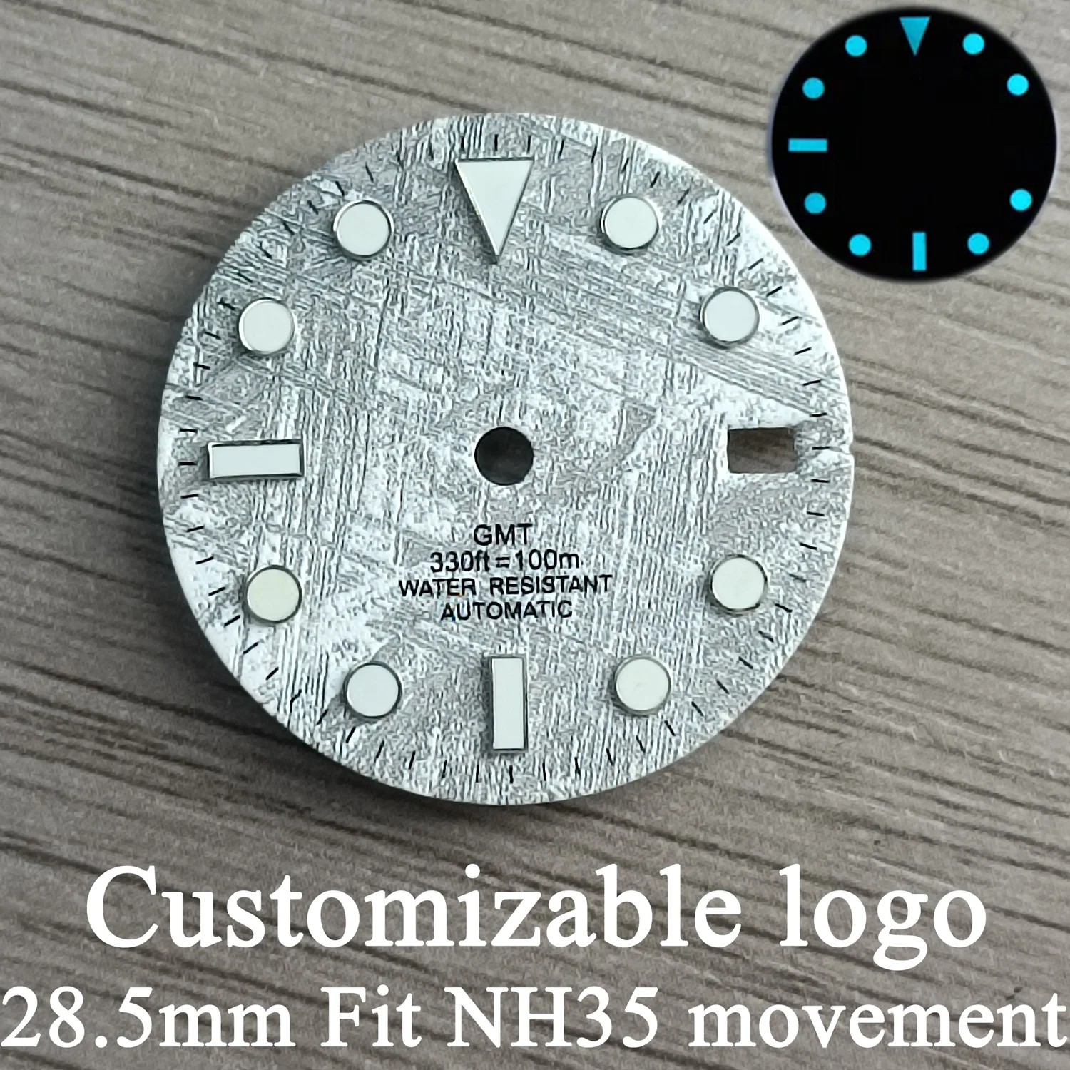 Watch Dial Accessories 28.5mm GMT NH Watch Dial Watch Face Fit 34 35 36 Movement Super Bright Night Glow Single Calendar Accessories