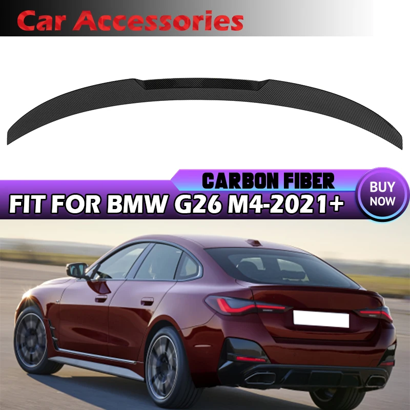 M4/Psm Style Carbon Look Posteriore Tronco Spoiler Lip Wing Fit For 2021-23 Bmw Serie 4 G26 I4 Gran Coupe 4Dr 430I