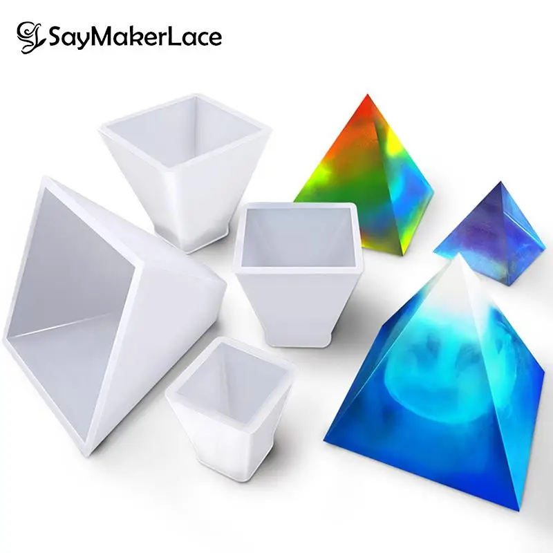 

1PCS DIY 20mm-60mm Pyramid Crystal Epoxy Resin Mold Pyramid Triangle Quicksand Silicone Mold