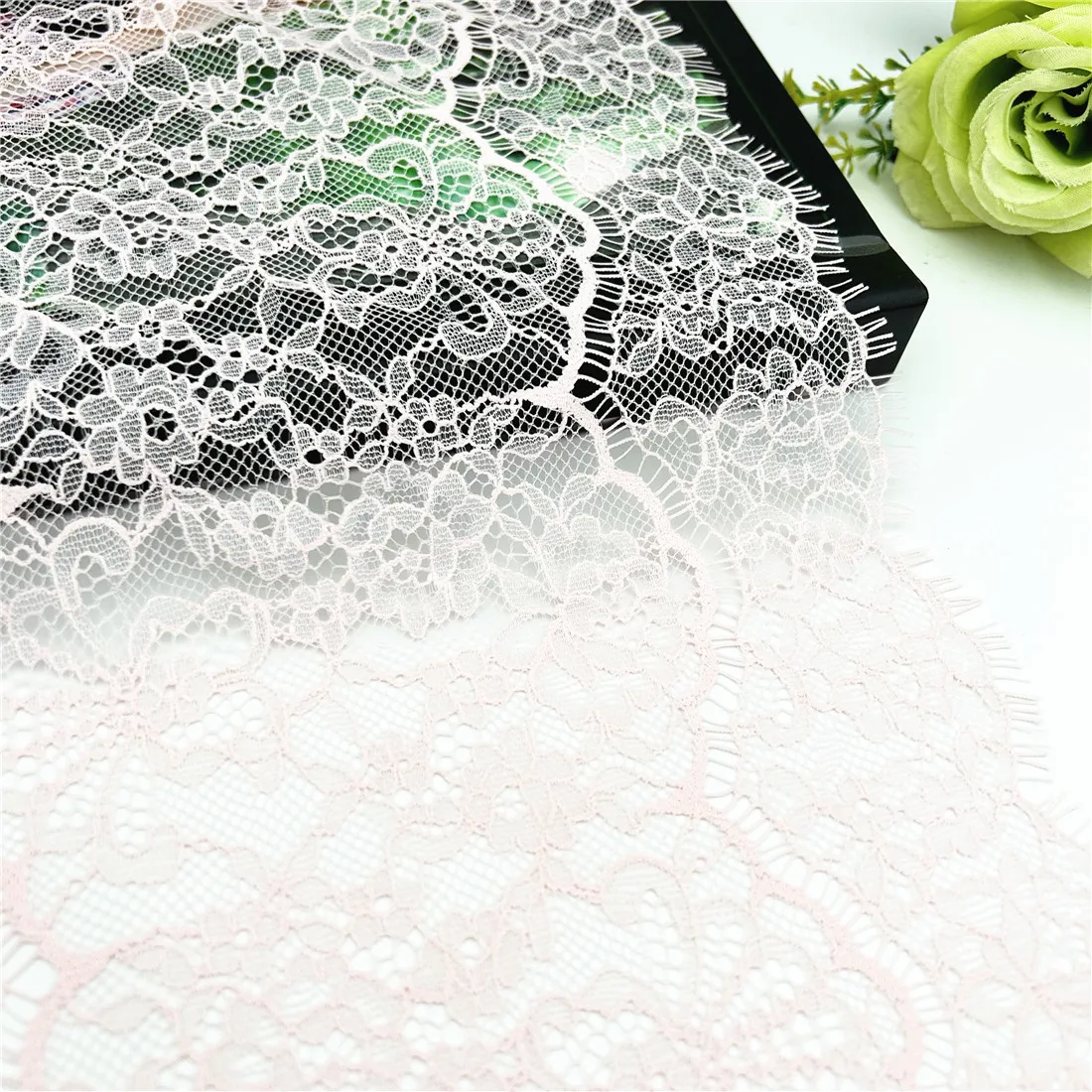 3y/lot Width 9 inch 23cm Pale Pink Eyelash Lace Trim Non-Elastic Lingerie Sewing Craft 3