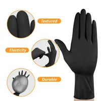 Gants jetables en Nitrile noir, pour le travail, sans Latex, pour le nettoyage de la maison, tatouage mécanique texturé, teinture pour cheveux, beauté, 10/20/50/100 pièces 2
