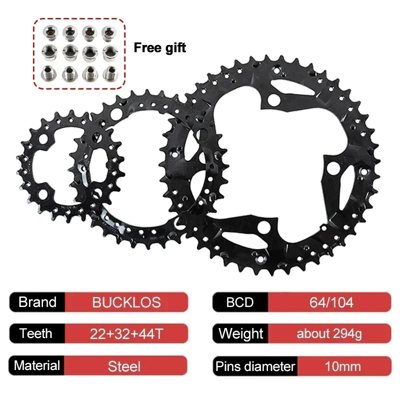 MTB Crankset 9speed 22-32-44T Bicycle Crank Set 170mm Crank 64/104BCD Chainring road bike chainring